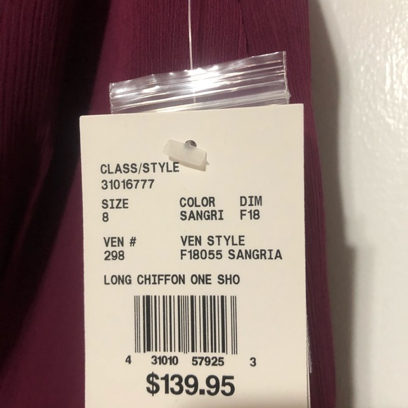 David’s Bridal Long One-Shoulder Dress Sangria - Picture 3 of 3